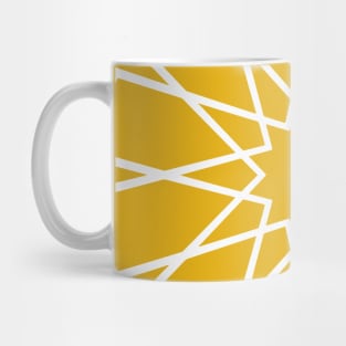 White Islamic Geometric Pattern Stars on Yellow Background Mug